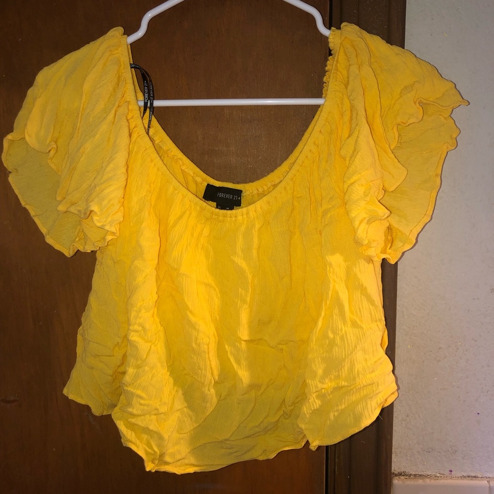 Yellow cropped, off the shoulder top, Forever 21+, 0XL